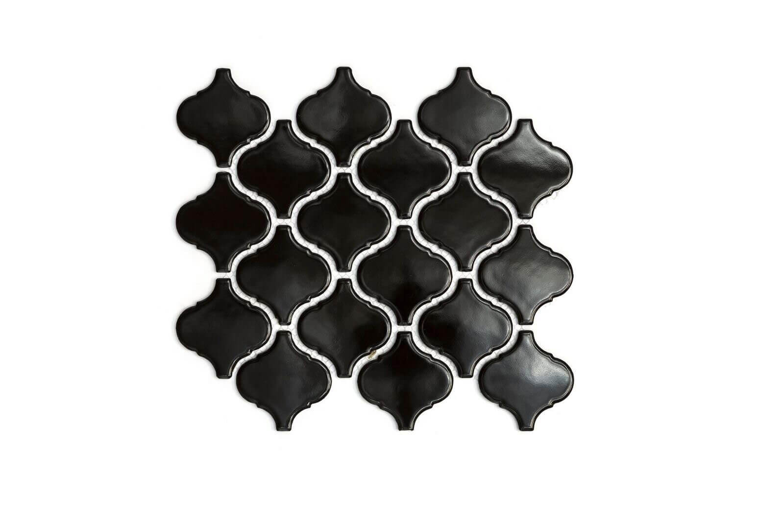 Matt black tiles on white background